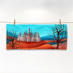 Castle Landscape Mountains Hills Hand Towel by Simbadda