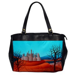 Castle Landscape Mountains Hills Oversize Office Handbag by Simbadda