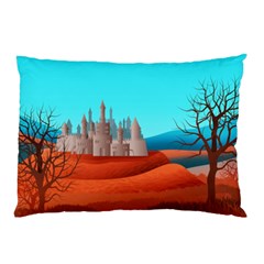 Castle Landscape Mountains Hills Pillow Case (two Sides) by Simbadda