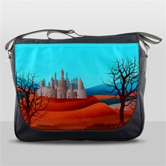 Castle Landscape Mountains Hills Messenger Bag by Simbadda