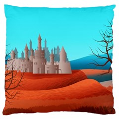 Castle Landscape Mountains Hills Large Cushion Case (one Side) by Simbadda