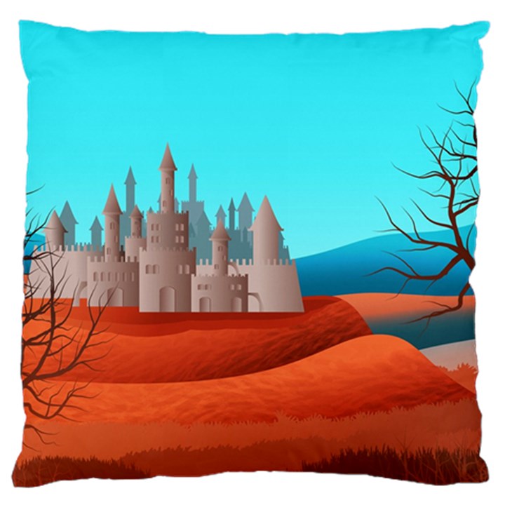 Castle Landscape Mountains Hills Large Cushion Case (One Side)