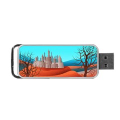 Castle Landscape Mountains Hills Portable Usb Flash (one Side) by Simbadda