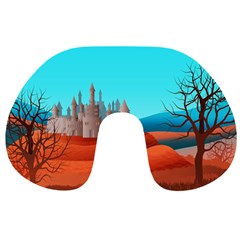 Castle Landscape Mountains Hills Travel Neck Pillow by Simbadda