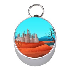 Castle Landscape Mountains Hills Mini Silver Compasses by Simbadda