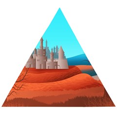 Castle Landscape Mountains Hills Wooden Puzzle Triangle