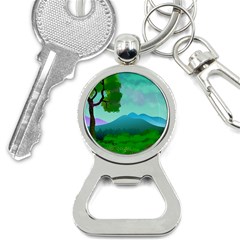 Landscape Illustration Nature Tree Bottle Opener Key Chain by Simbadda