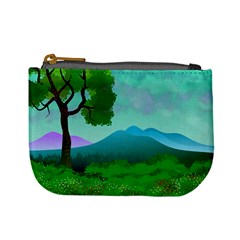 Landscape Illustration Nature Tree Mini Coin Purse