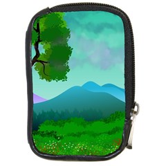 Landscape Illustration Nature Tree Compact Camera Leather Case