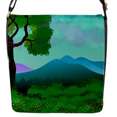 Landscape Illustration Nature Tree Flap Closure Messenger Bag (s) by Simbadda