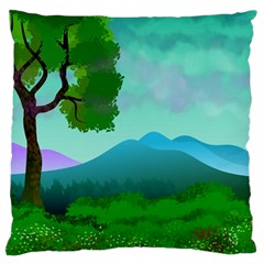 Landscape Illustration Nature Tree Standard Flano Cushion Case (two Sides)