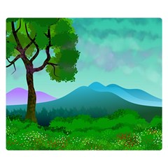 Landscape Illustration Nature Tree Double Sided Flano Blanket (small)  by Simbadda