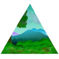 Landscape Illustration Nature Tree Wooden Puzzle Triangle by Simbadda