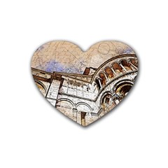 Building Architecture Columns Rubber Coaster (heart)  by Simbadda