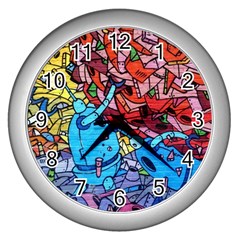 Graffiti Wall Mural Painting Arts Wall Clock (silver) by Simbadda