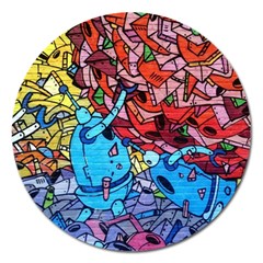 Graffiti Wall Mural Painting Arts Magnet 5  (round) by Simbadda