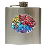 Graffiti Wall Mural Painting Arts Hip Flask (6 oz) Front