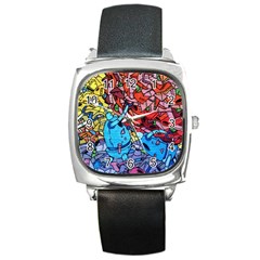 Graffiti Wall Mural Painting Arts Square Metal Watch by Simbadda