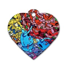 Graffiti Wall Mural Painting Arts Dog Tag Heart (one Side) by Simbadda