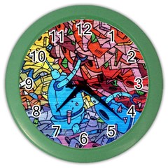 Graffiti Wall Mural Painting Arts Color Wall Clock by Simbadda