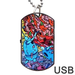 Graffiti Wall Mural Painting Arts Dog Tag Usb Flash (two Sides) by Simbadda