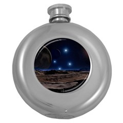 Lunar Landscape Star Brown Dwarf Round Hip Flask (5 Oz) by Simbadda