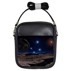 Lunar Landscape Star Brown Dwarf Girls Sling Bag by Simbadda