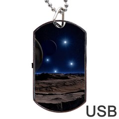 Lunar Landscape Star Brown Dwarf Dog Tag Usb Flash (two Sides) by Simbadda