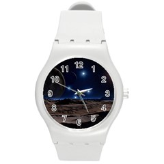 Lunar Landscape Star Brown Dwarf Round Plastic Sport Watch (m) by Simbadda