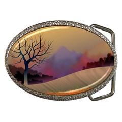 Landscape Illustration Nature Sky Belt Buckles by Simbadda