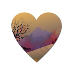 Landscape Illustration Nature Sky Heart Magnet by Simbadda