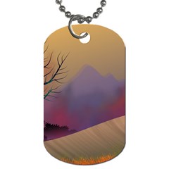 Landscape Illustration Nature Sky Dog Tag (two Sides) by Simbadda