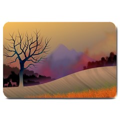 Landscape Illustration Nature Sky Large Doormat  by Simbadda