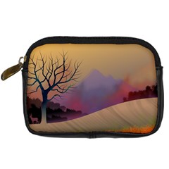 Landscape Illustration Nature Sky Digital Camera Leather Case by Simbadda