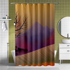 Landscape Illustration Nature Sky Shower Curtain 48  X 72  (small)  by Simbadda