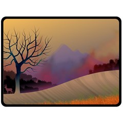 Landscape Illustration Nature Sky Double Sided Fleece Blanket (large)  by Simbadda