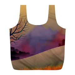 Landscape Illustration Nature Sky Full Print Recycle Bag (l) by Simbadda