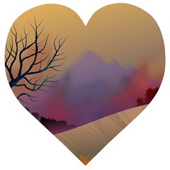 Landscape Illustration Nature Sky Wooden Puzzle Heart