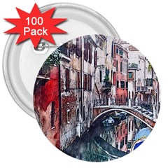 Venice Water Laguna Italy 3  Buttons (100 Pack)  by Simbadda