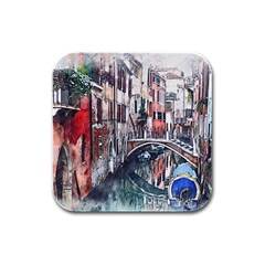 Venice Water Laguna Italy Rubber Square Coaster (4 Pack)  by Simbadda