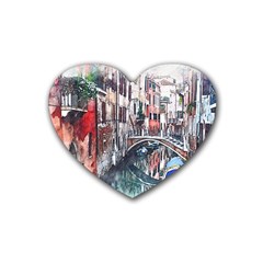 Venice Water Laguna Italy Heart Coaster (4 Pack)  by Simbadda