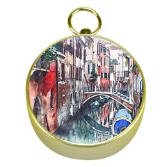 Venice Water Laguna Italy Gold Compasses by Simbadda