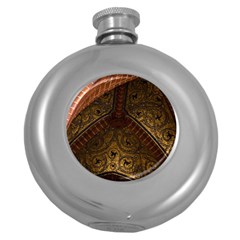 Vault Mosaic Gold Ornament Golden Round Hip Flask (5 Oz) by Simbadda