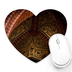 Vault Mosaic Gold Ornament Golden Heart Mousepads by Simbadda