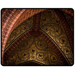 Vault Mosaic Gold Ornament Golden Double Sided Fleece Blanket (Medium) 