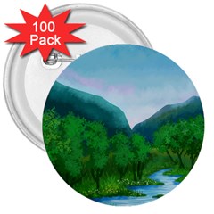 Landscape Nature Art Trees Water 3  Buttons (100 Pack)  by Simbadda