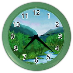 Landscape Nature Art Trees Water Color Wall Clock by Simbadda