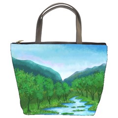 Landscape Nature Art Trees Water Bucket Bag by Simbadda