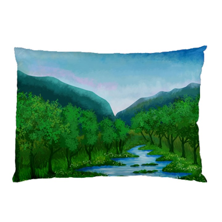 Landscape Nature Art Trees Water Pillow Case