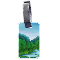 Landscape Nature Art Trees Water Luggage Tag (two Sides) by Simbadda